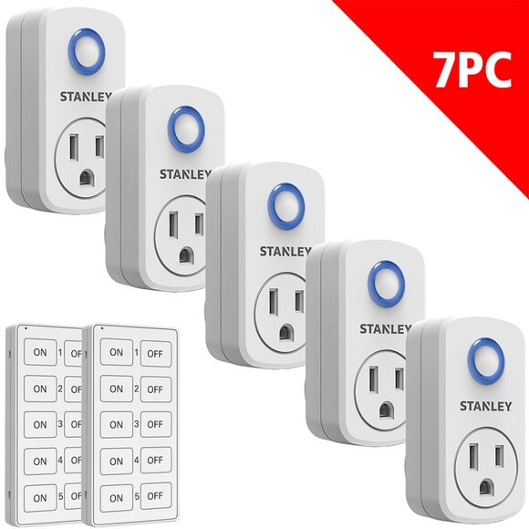 STANLEY Wireless Remote Control Outlet Plugs with 2 remotes and 5 sockets Indoor - Picture 3 of 7